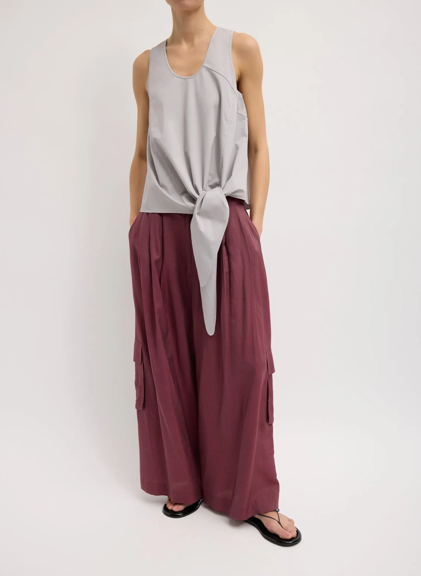 Garment Dyed Silky Cotton Tie Front Top sold by Tibi product image thumbnail 2
