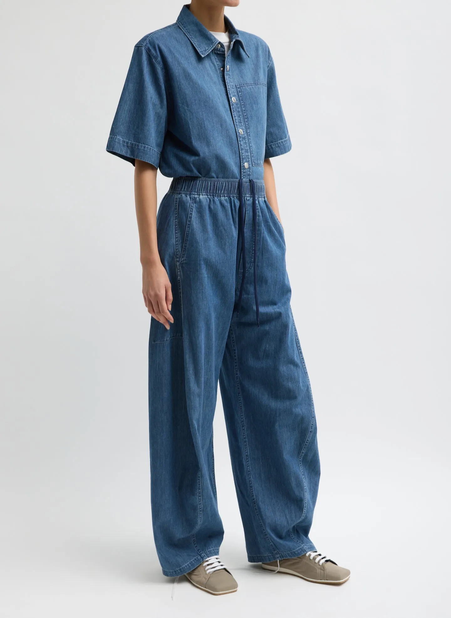 Summer Denim Classic Wash Camp Shirt sold by Tibi product image thumbnail 5
