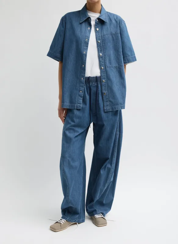Summer Denim Classic Wash Camp Shirt sold by Tibi