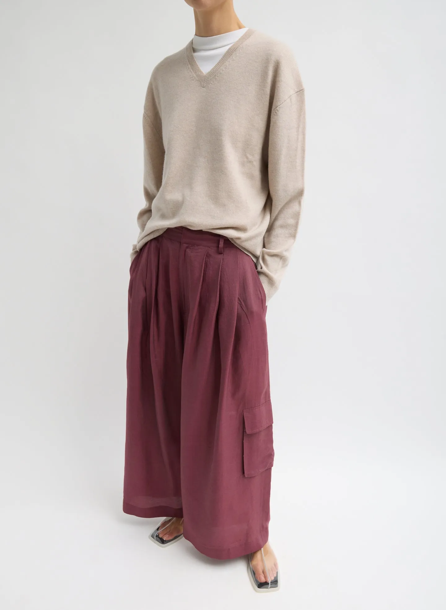 Silk Voile Cargo Triple Pleat Pant sold by Tibi