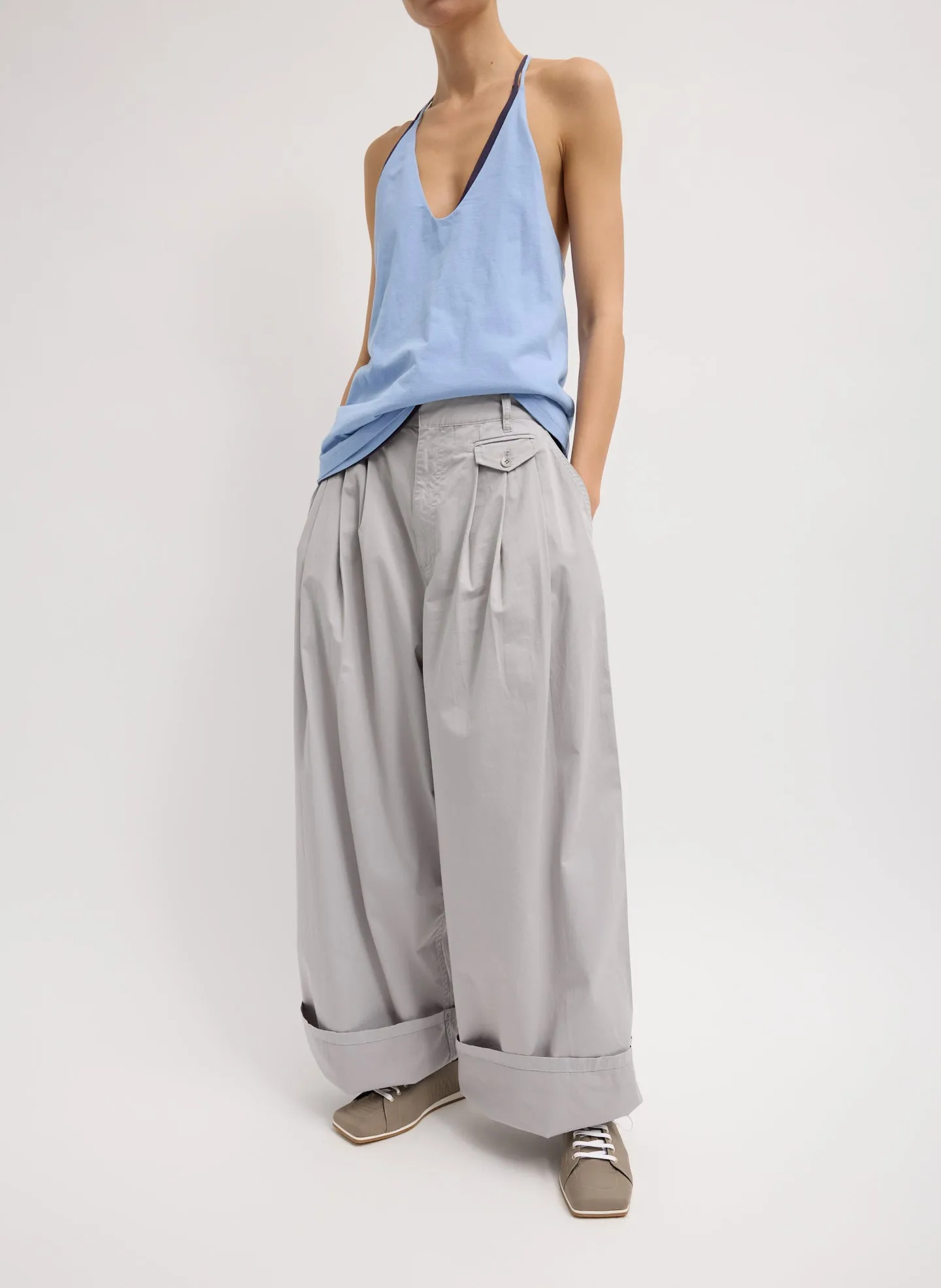 Garment Dyed Silky Cotton Triple Pleat Pant sold by Tibi product image thumbnail 4