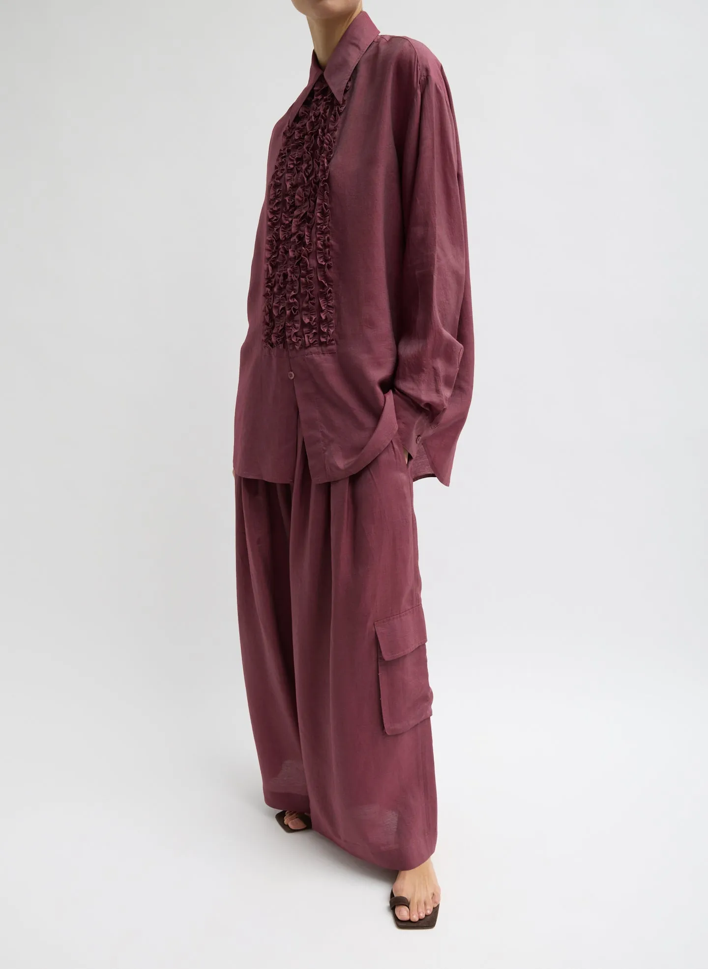 Silk Voile Easy Tuxedo Shirt sold by Tibi product image thumbnail 2
