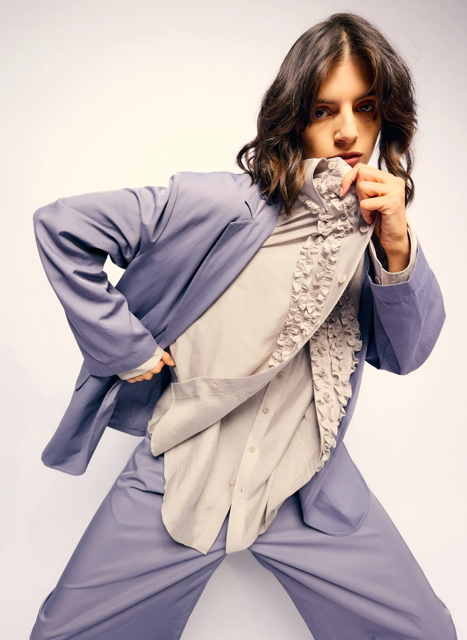 Silk Voile Easy Tuxedo Shirt sold by Tibi product image thumbnail 3