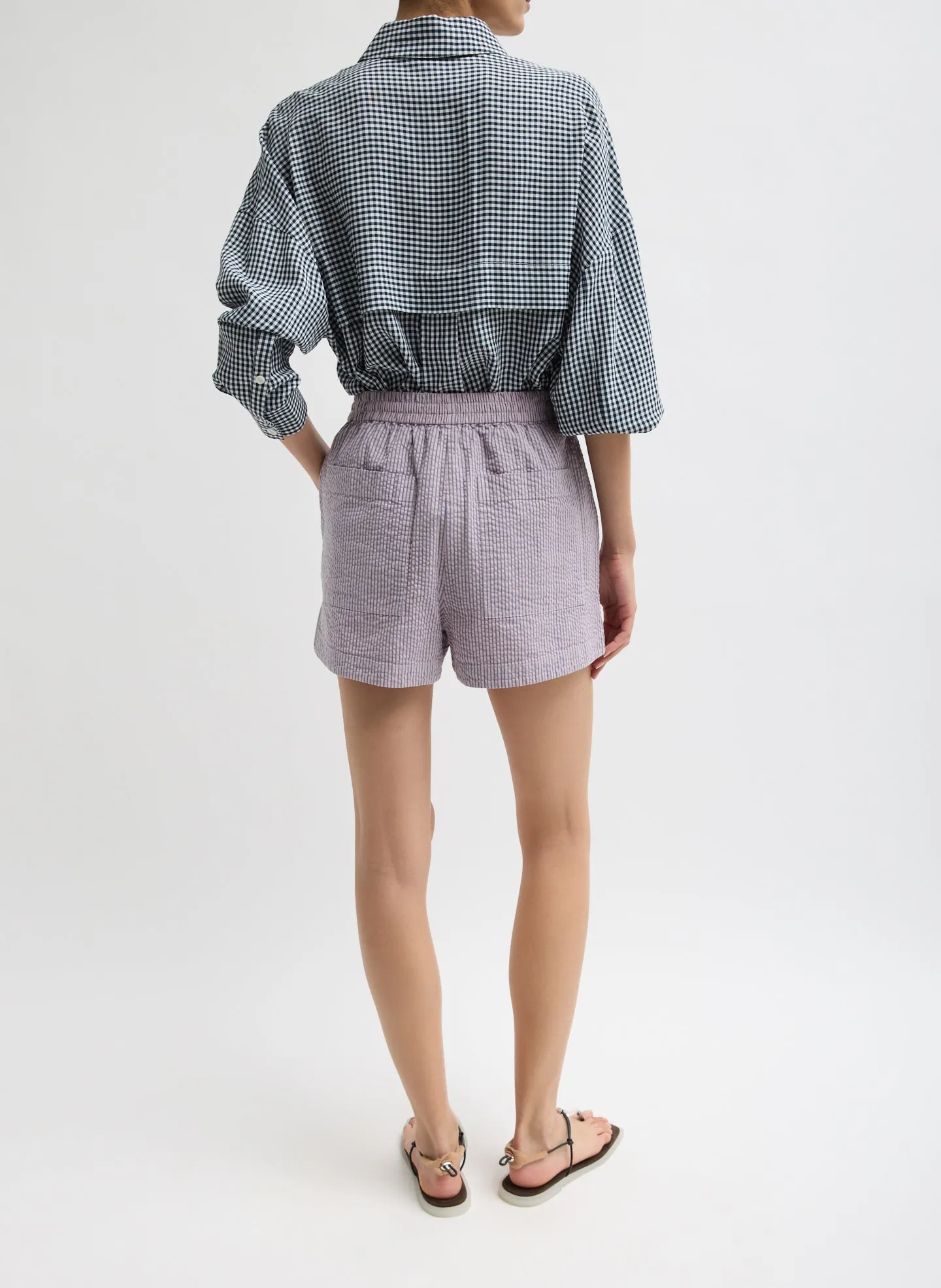 Garment Dyed Seersucker Pull On Shorts sold by Tibi product image thumbnail 3