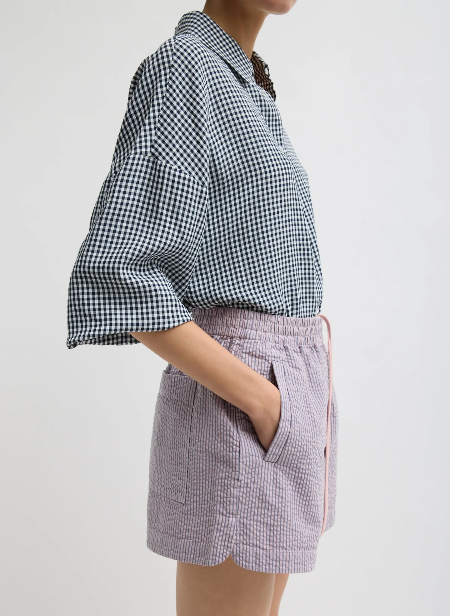 Garment Dyed Seersucker Pull On Shorts sold by Tibi product image thumbnail 4