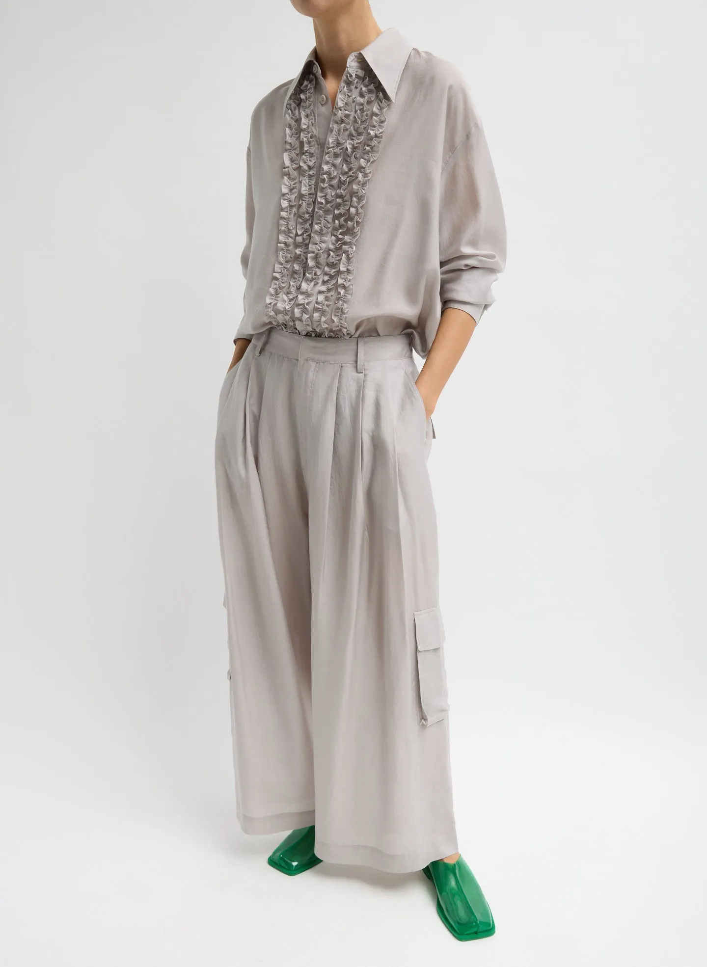 Silk Voile Cargo Triple Pleat Pant sold by Tibi