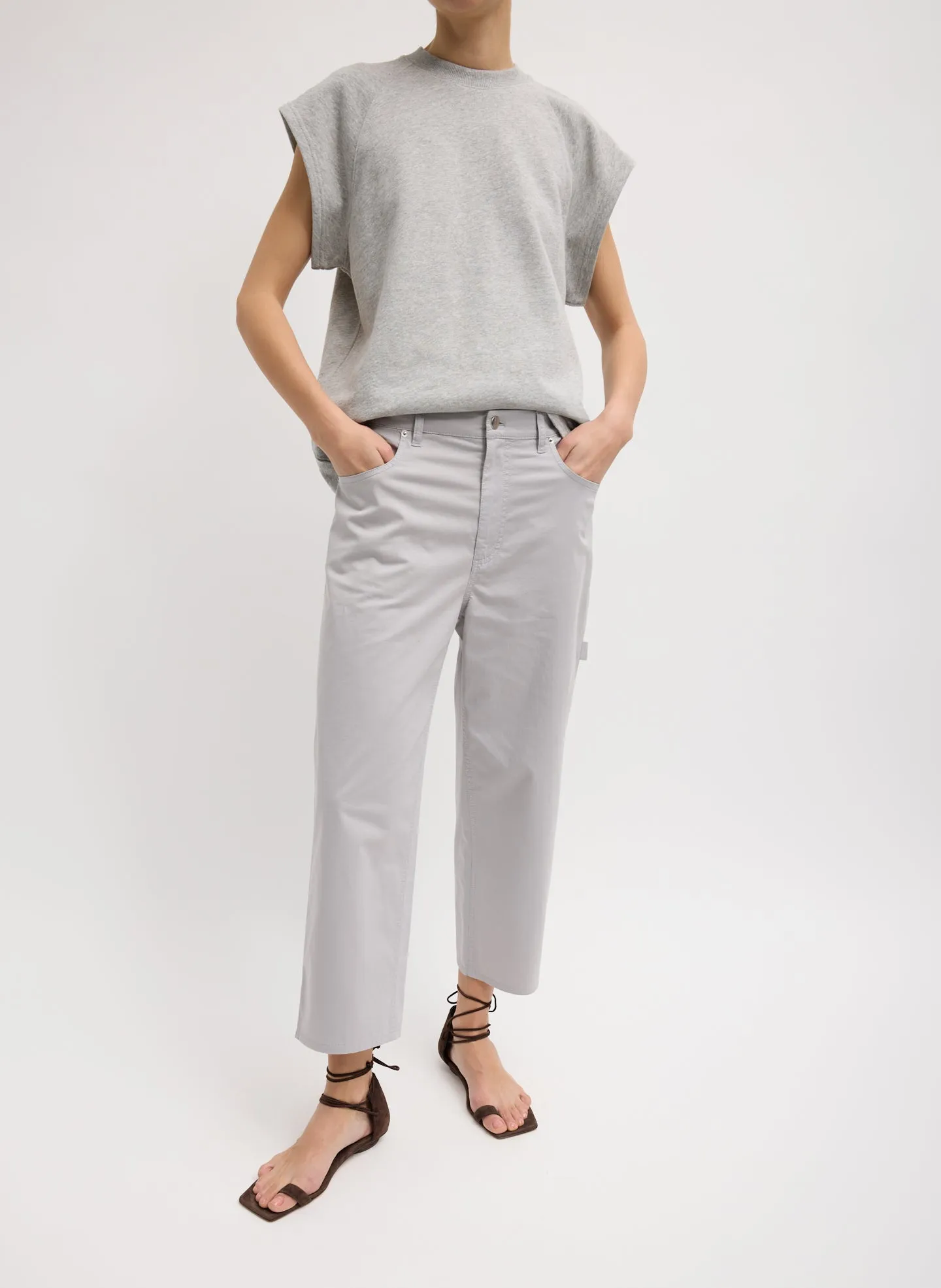 Garment Dyed Silky Cotton Cropped Slouchy Cargo Jean sold by Tibi