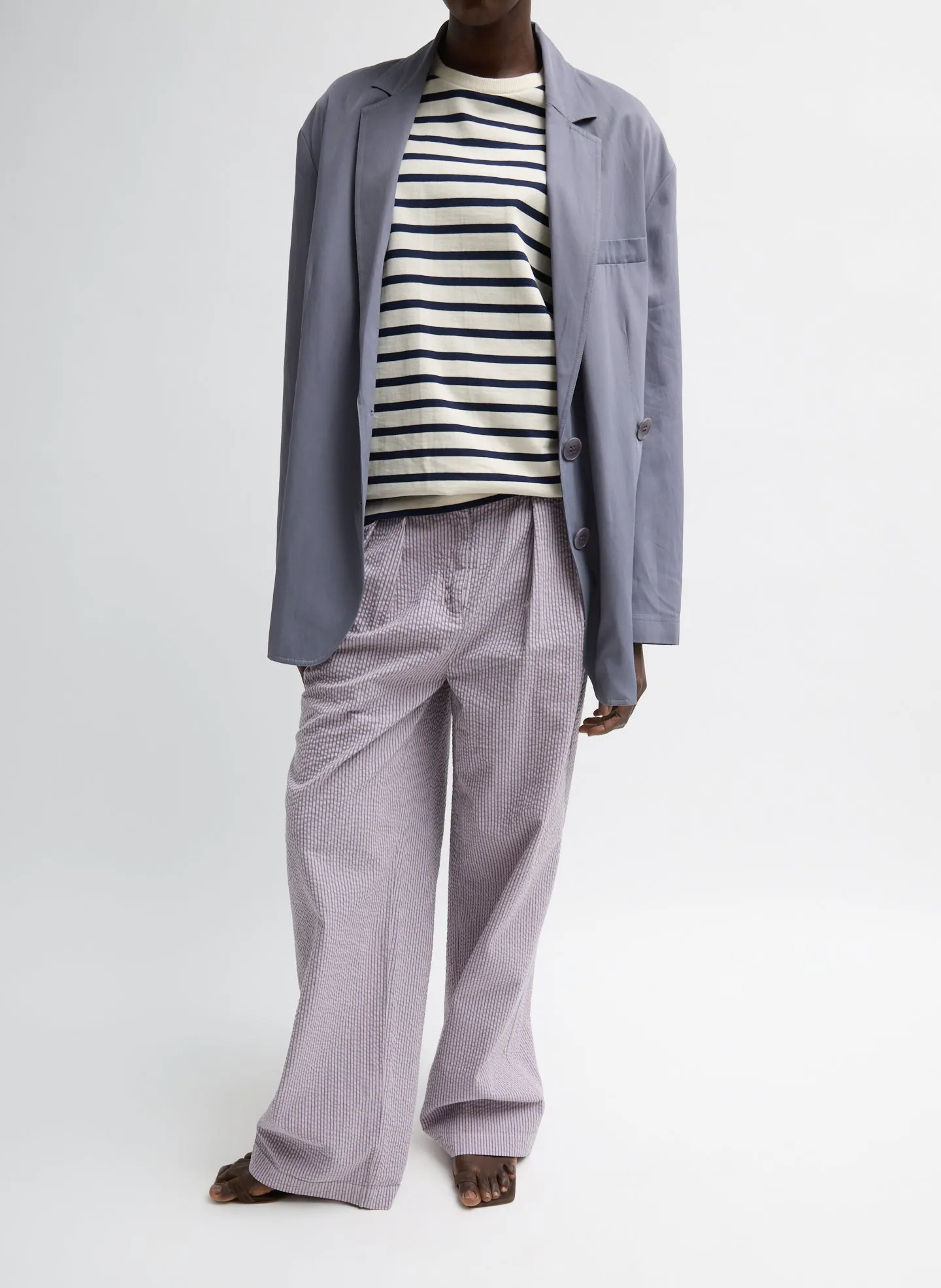 Garment Dyed Seersucker Stella Full Length Pant sold by Tibi