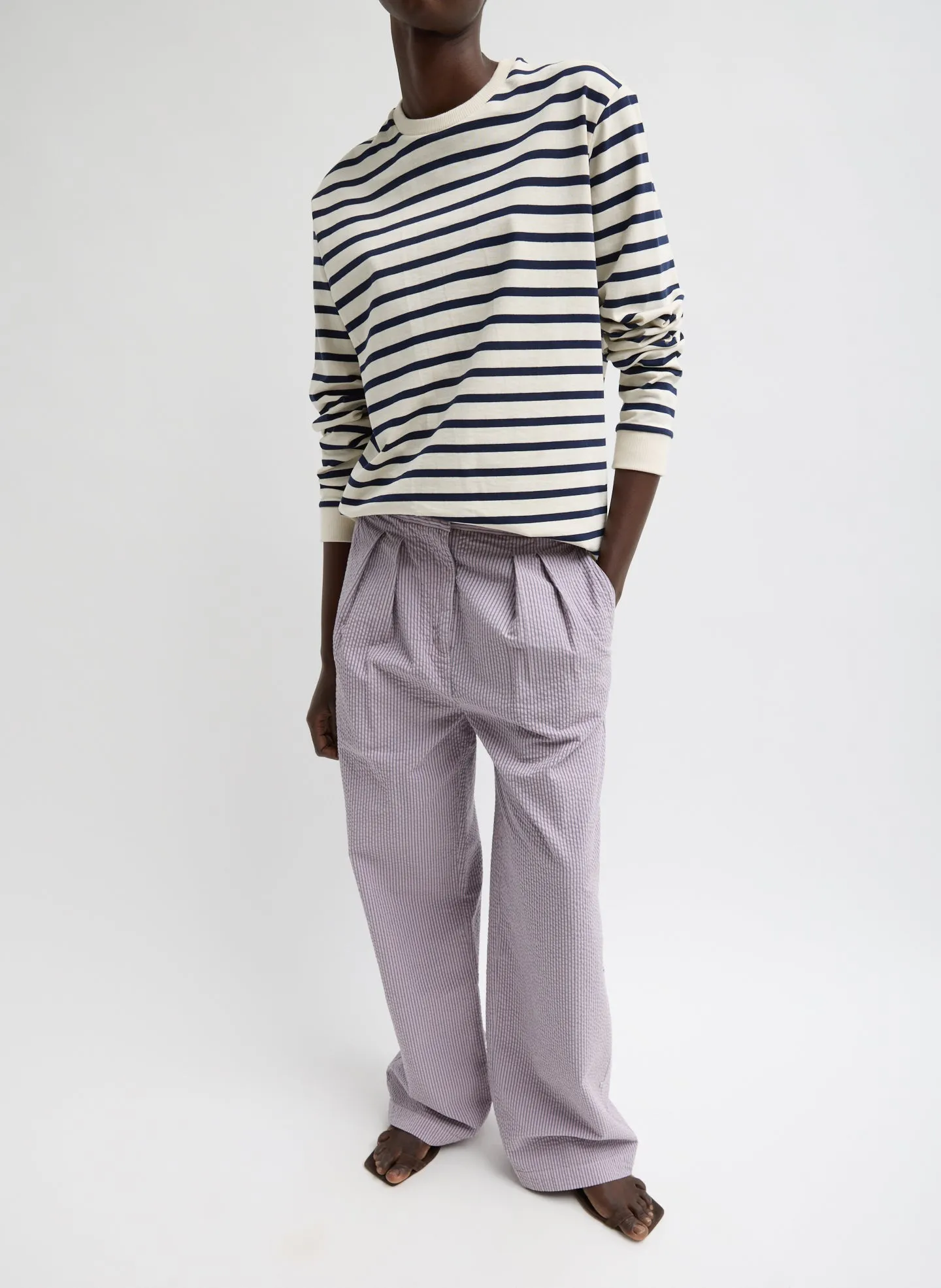 Garment Dyed Seersucker Stella Full Length Pant sold by Tibi product image thumbnail 5