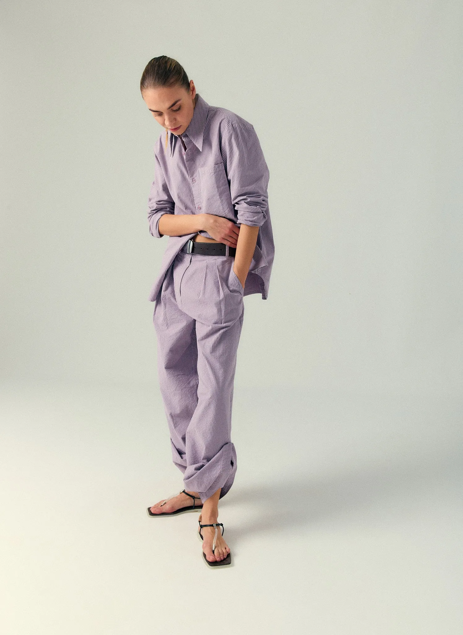 Garment Dyed Seersucker Stella Full Length Pant sold by Tibi product image thumbnail 2