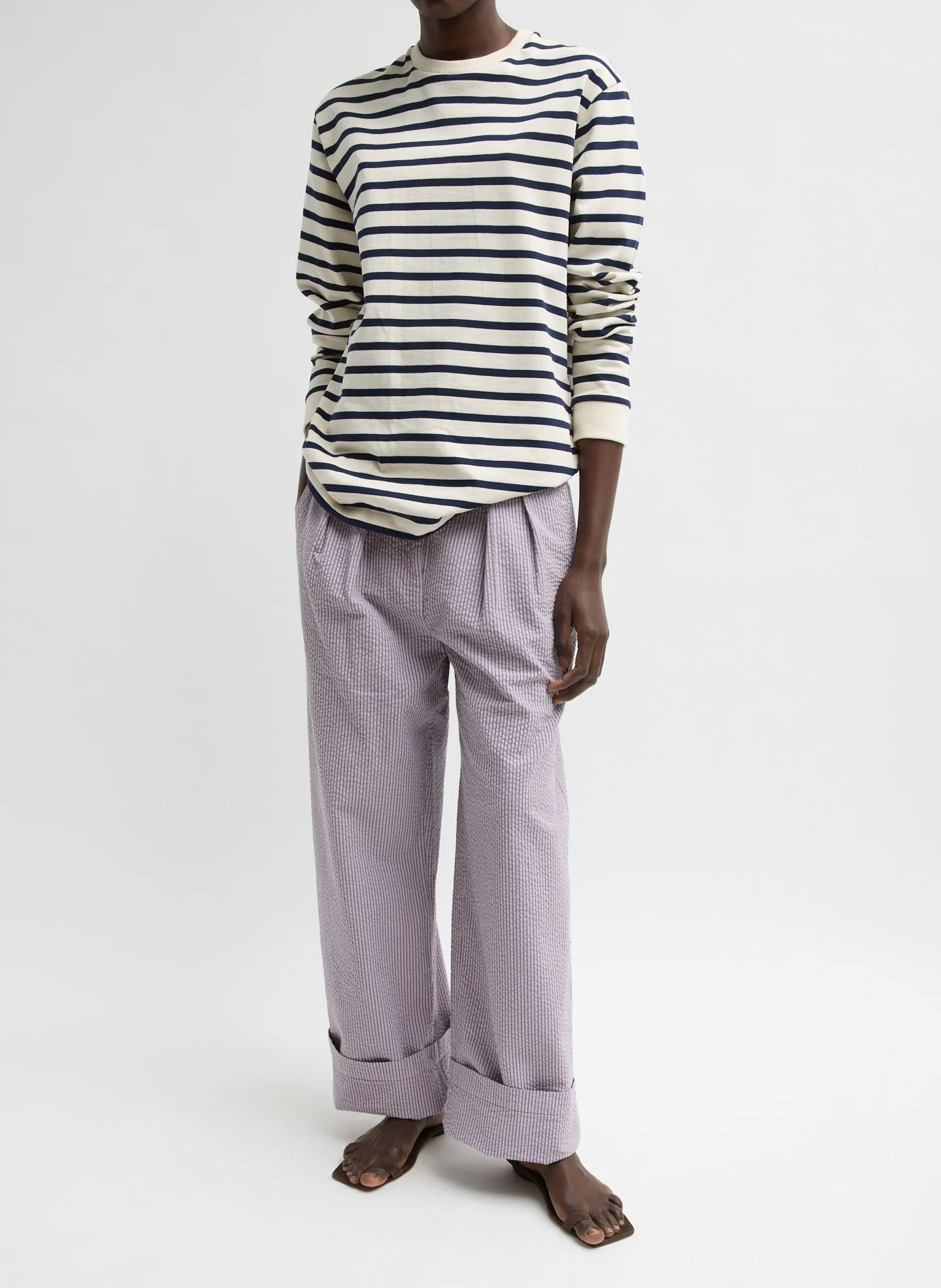 Garment Dyed Seersucker Stella Full Length Pant sold by Tibi product image thumbnail 4