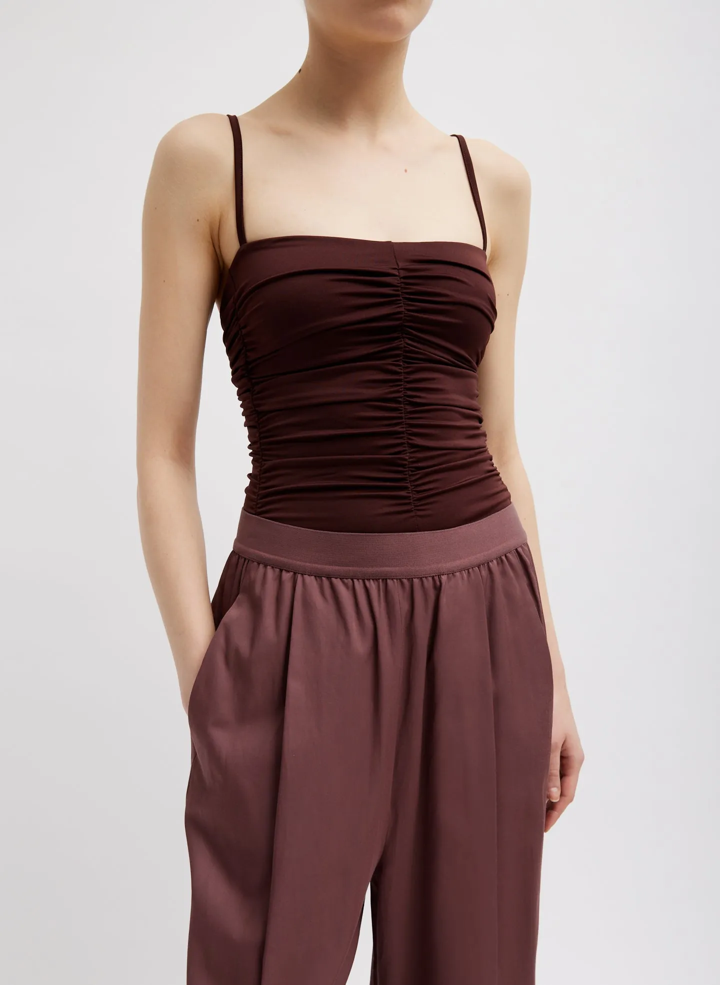 Stretch Light Weight Tech Knit Shirred Cami sold by Tibi