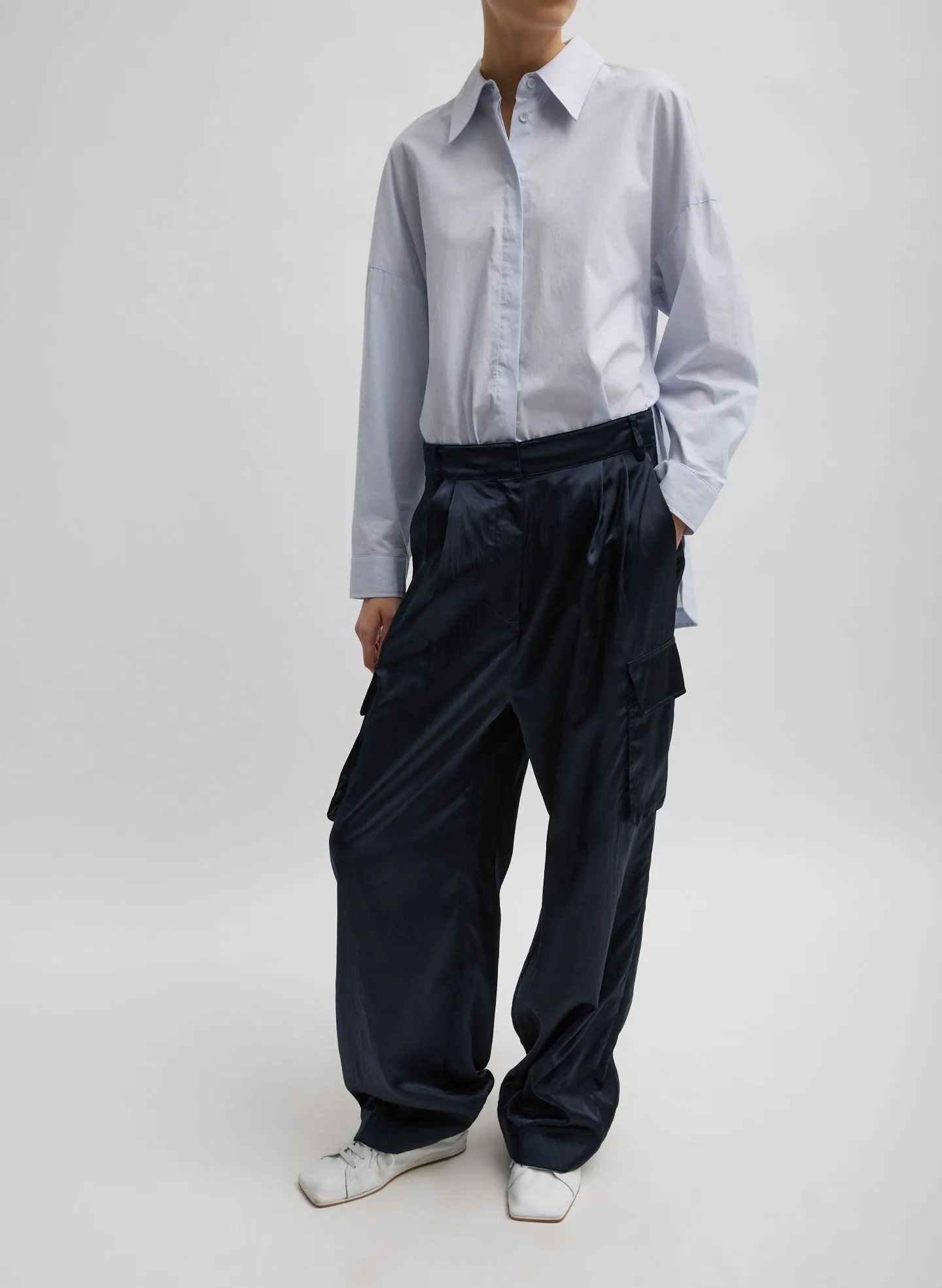 Shiny Nylon Pleated Stella Cargo Pant sold by Tibi