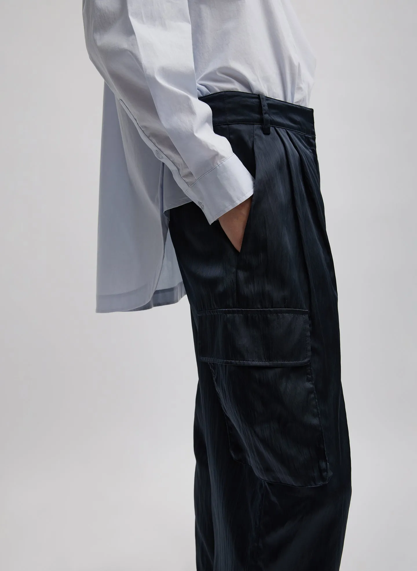 Shiny Nylon Pleated Stella Cargo Pant sold by Tibi product image thumbnail 4
