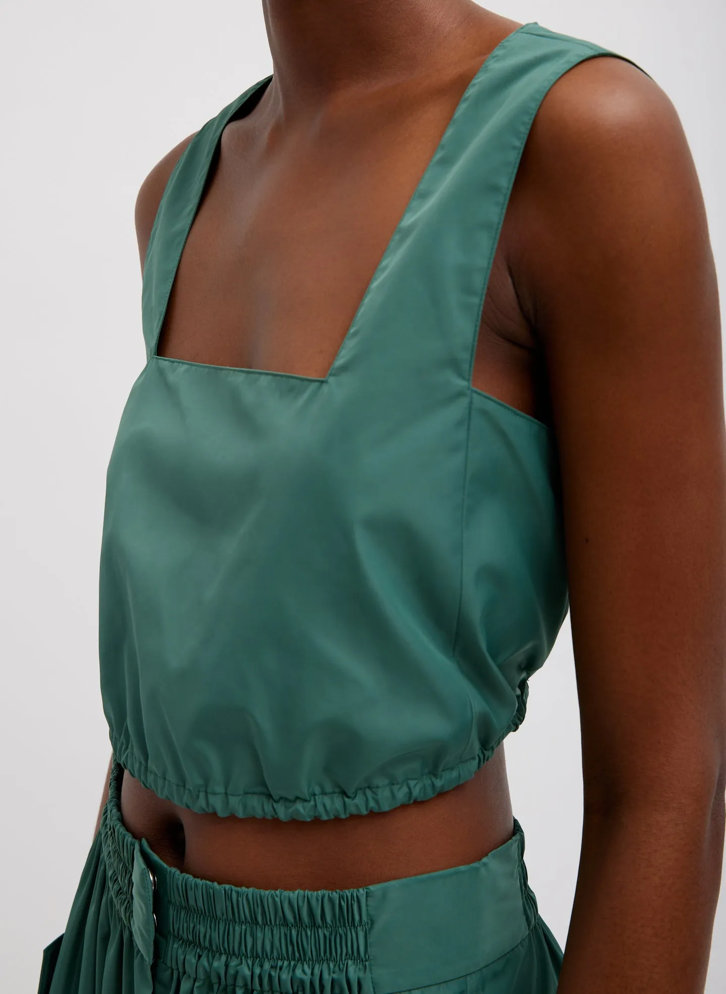 Italian Sporty Nylon Cropped Square Neck Top sold by Tibi