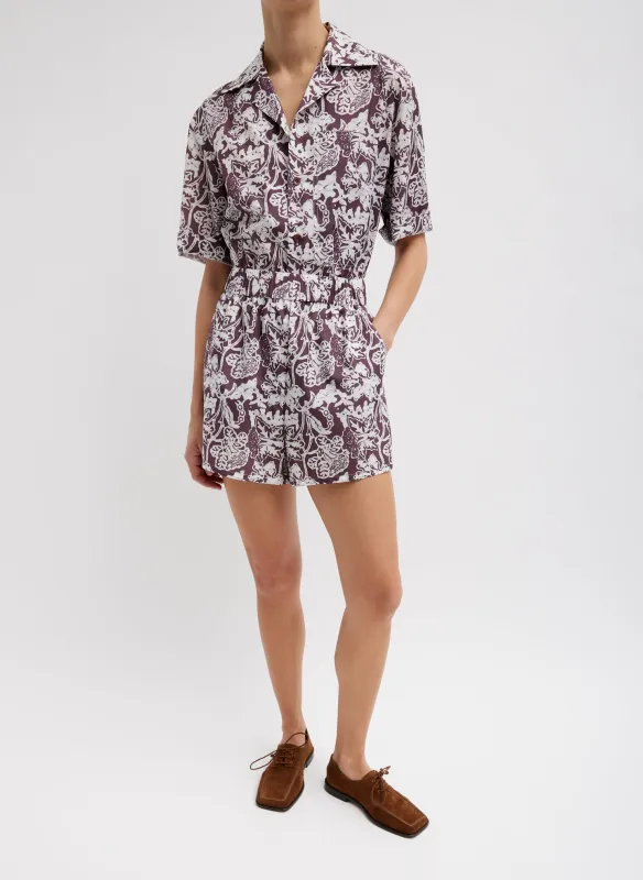 Recycled Nylon Batik Pull On Shorts made by Tibi