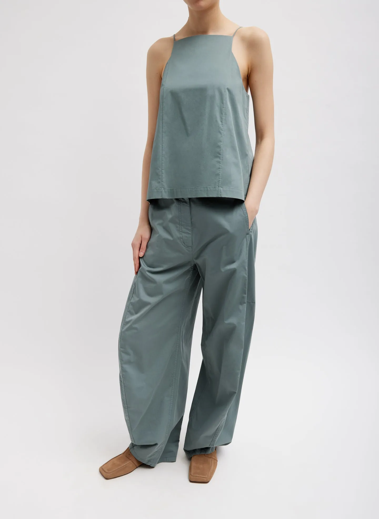 Eco Poplin Cropped Square Neck Criss Cross Tank sold by Tibi product image thumbnail 3