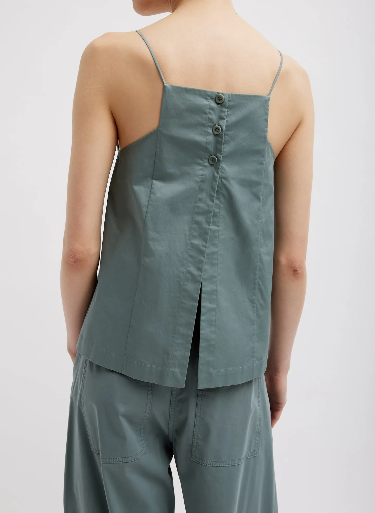 Eco Poplin Cropped Square Neck Criss Cross Tank sold by Tibi