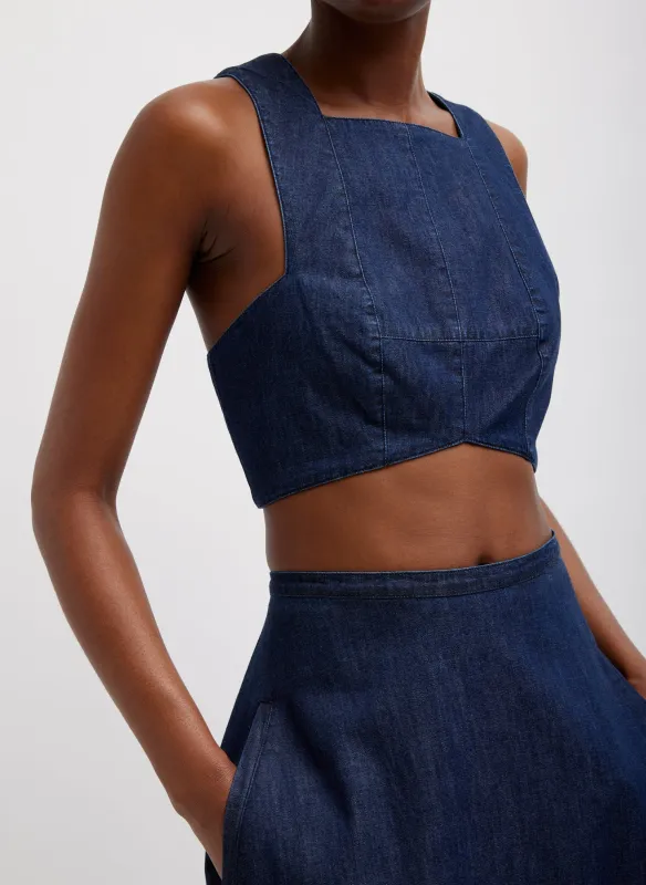 Summer Denim Square Neck Cropped Top made by Tibi