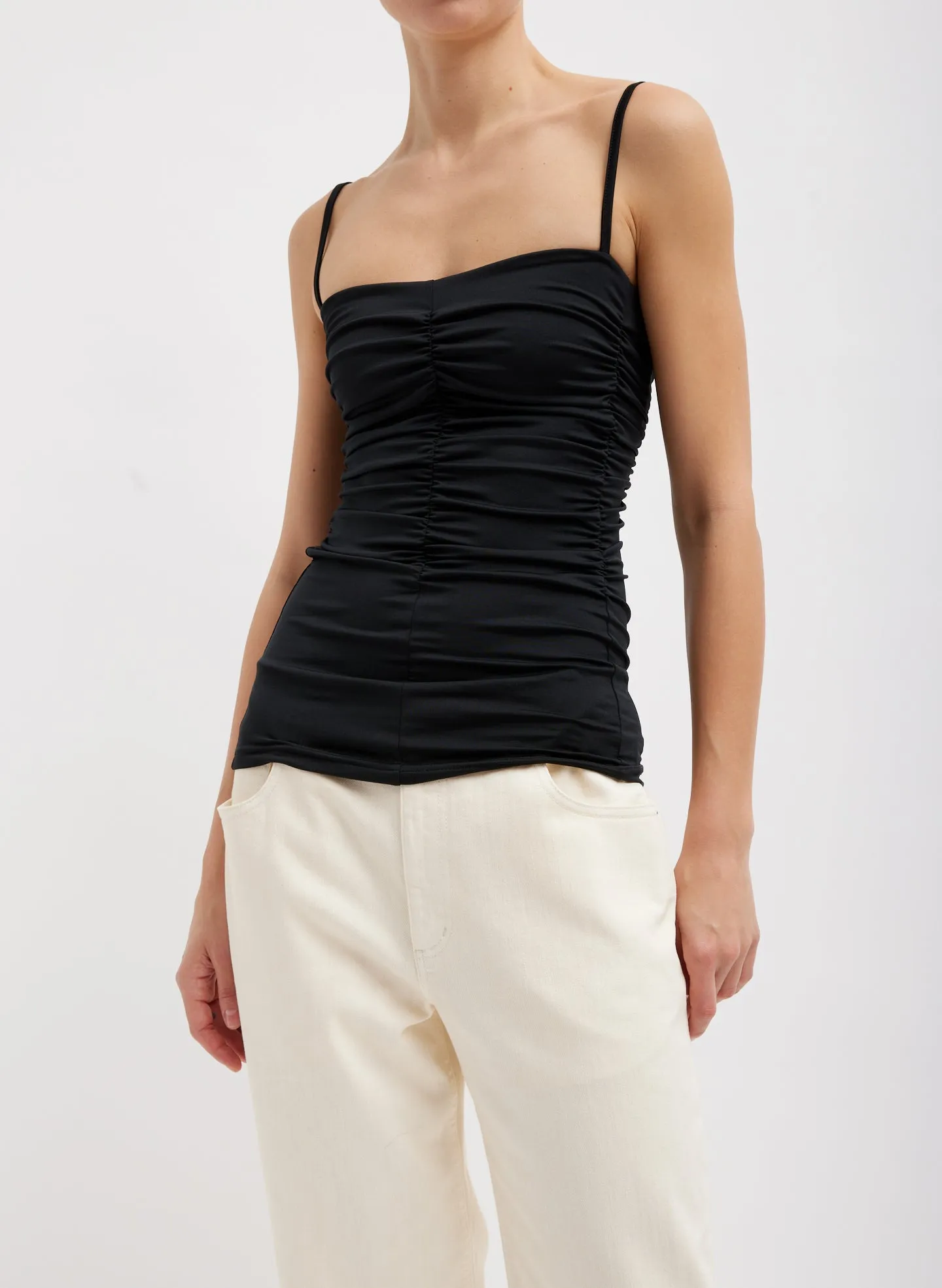 Stretch Light Weight Tech Knit Shirred Cami sold by Tibi