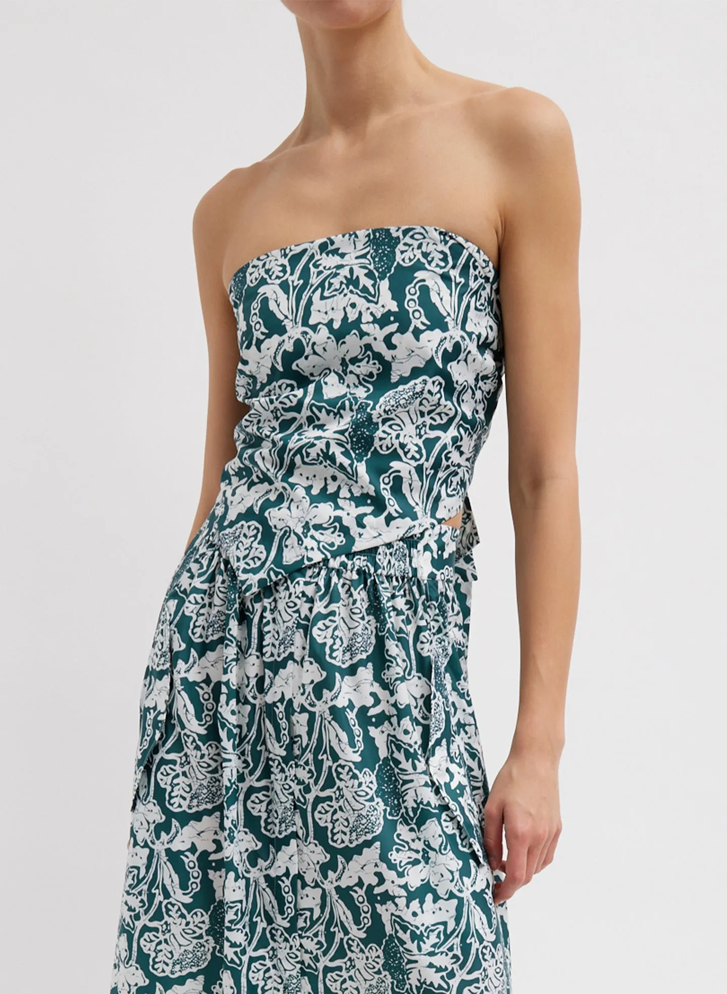 Recycled Nylon Batik Strapless Bandeau sold by Tibi