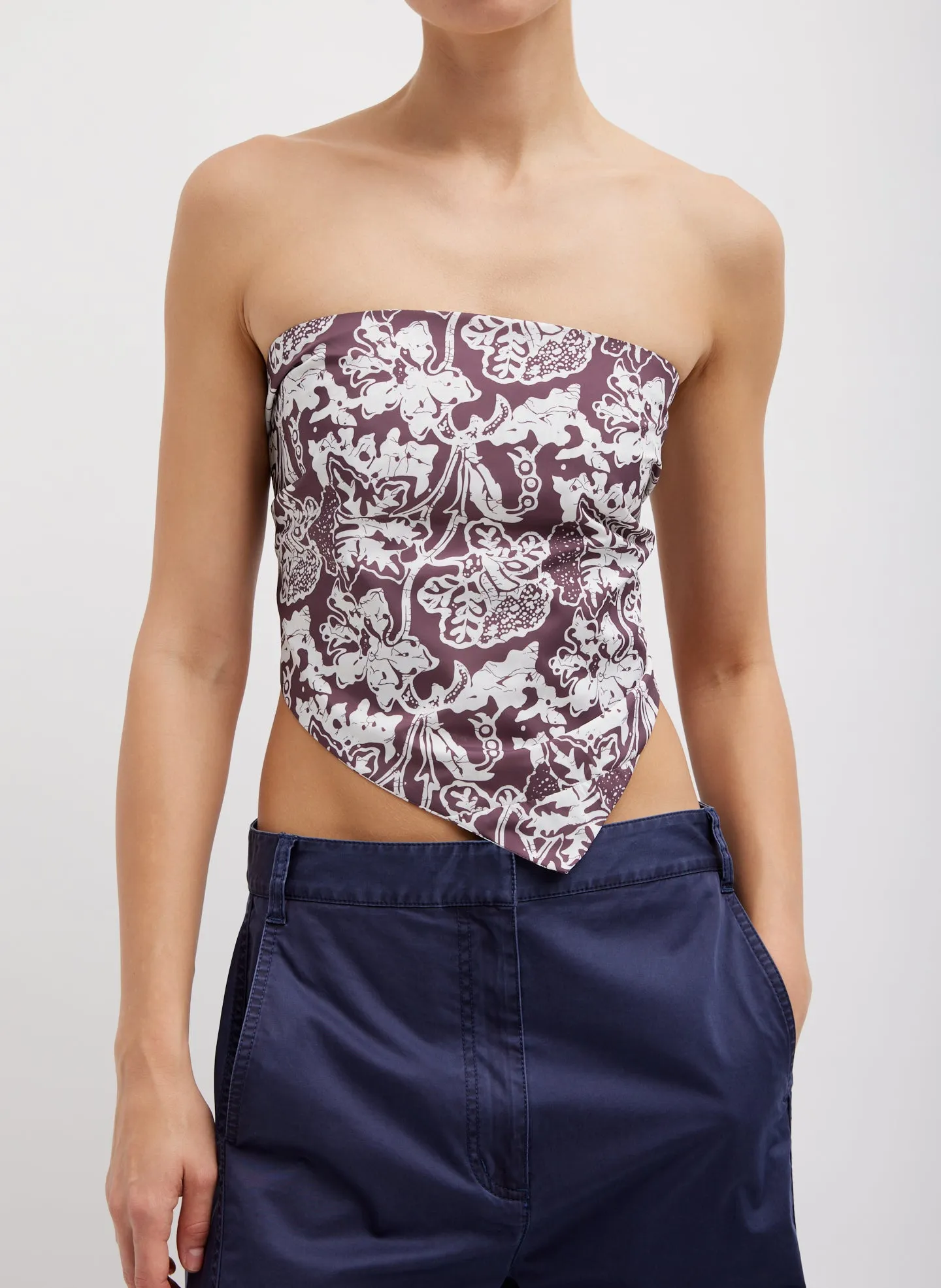 Recycled Nylon Batik Strapless Bandeau sold by Tibi