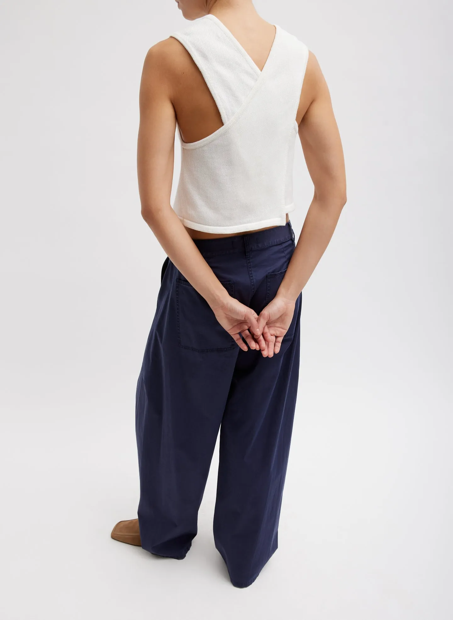 Cotton Criss Cross Cropped Sleeveless Sweater sold by Tibi product image thumbnail 4