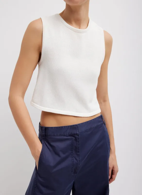 Cotton Criss Cross Cropped Sleeveless Sweater sold by Tibi