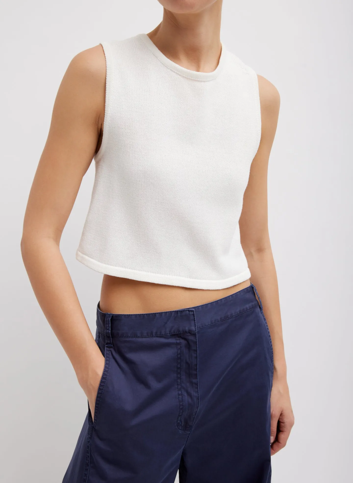 Cotton Criss Cross Cropped Sleeveless Sweater sold by Tibi