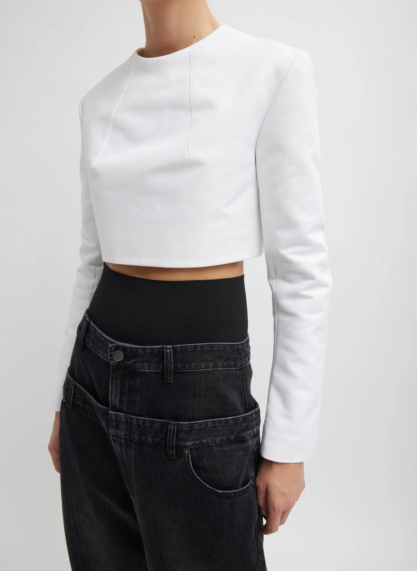Sculpted Cotton Cropped Long Sleeve Top sold by Tibi