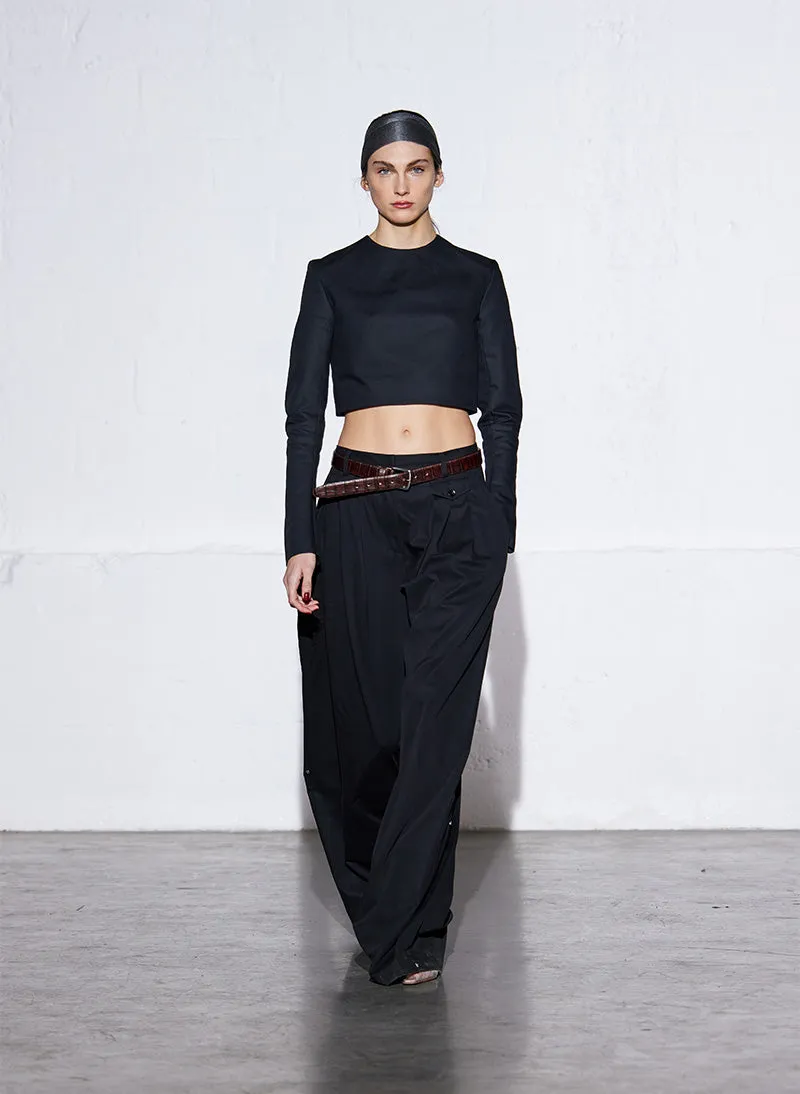 Sculpted Cotton Cropped Long Sleeve Top sold by Tibi product image thumbnail 2