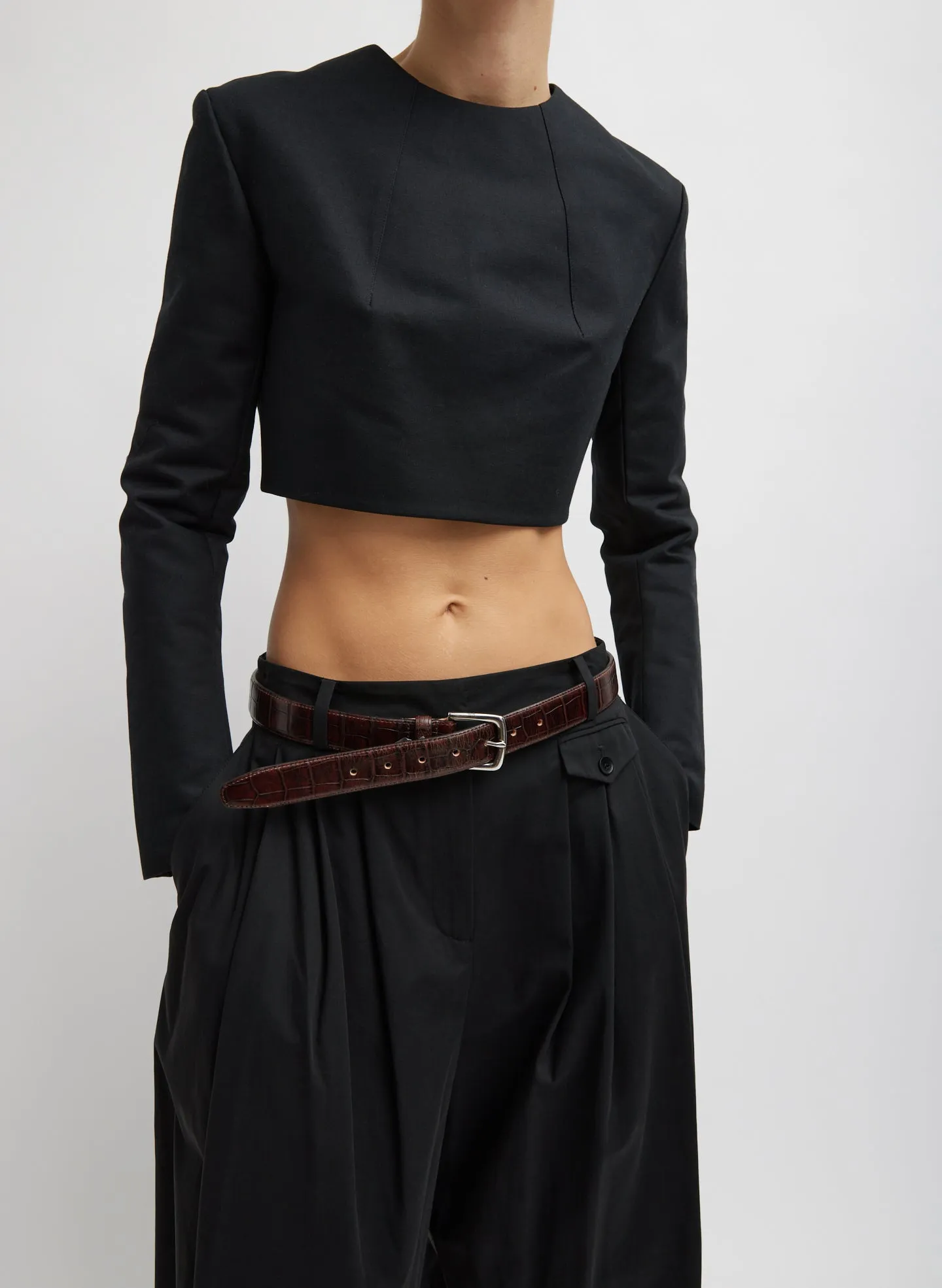 Sculpted Cotton Cropped Long Sleeve Top sold by Tibi