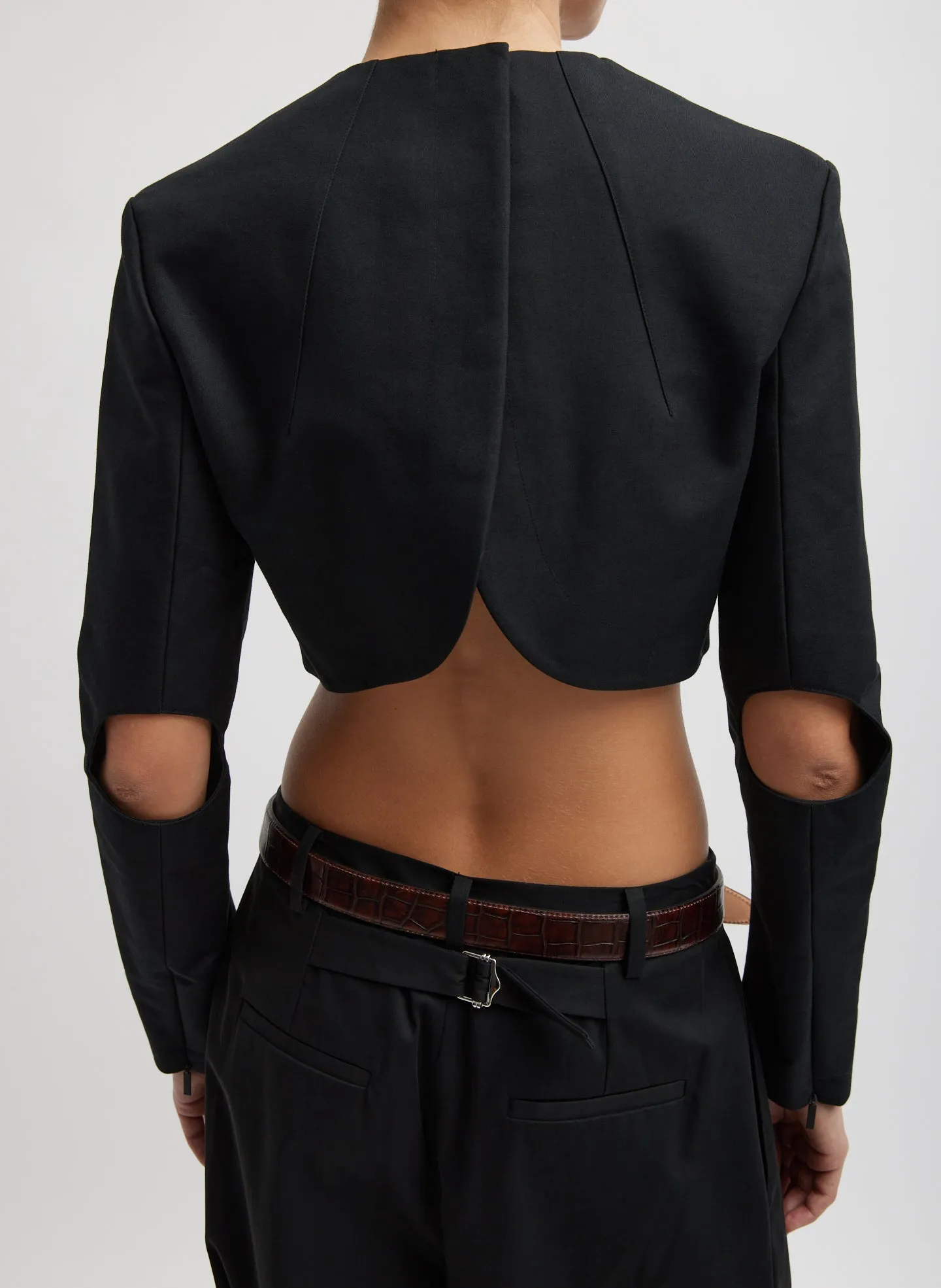 Sculpted Cotton Cropped Long Sleeve Top sold by Tibi product image thumbnail 3