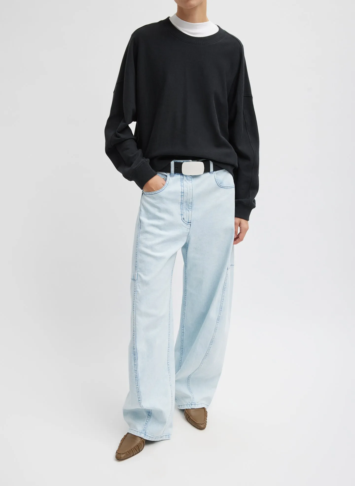 Light Weight Sweatshirting Crewneck Sweatshirt sold by Tibi product image thumbnail 3