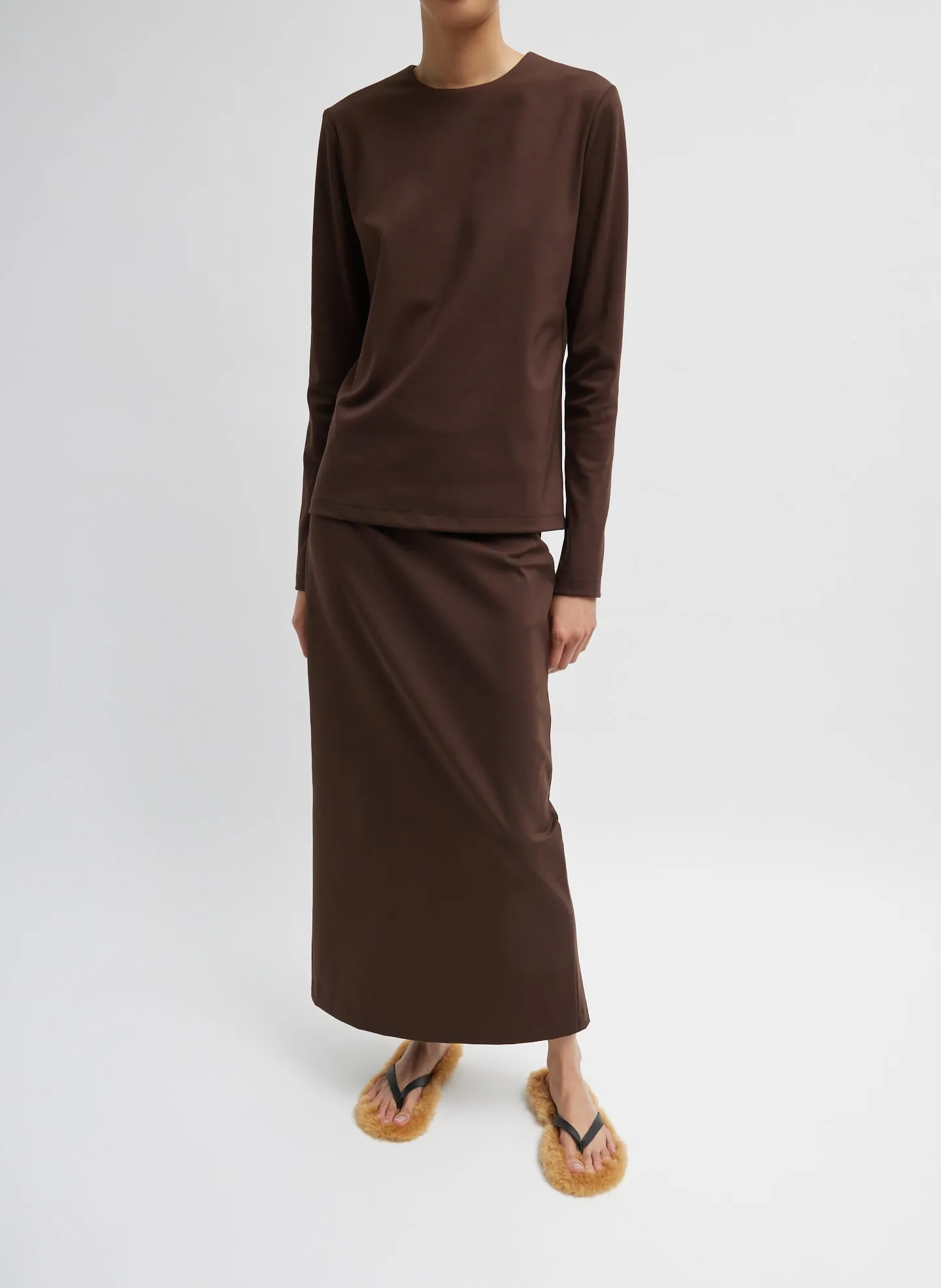 Compact Ultra Stretch Knit Long Sleeve Slim Top sold by Tibi product image thumbnail 5