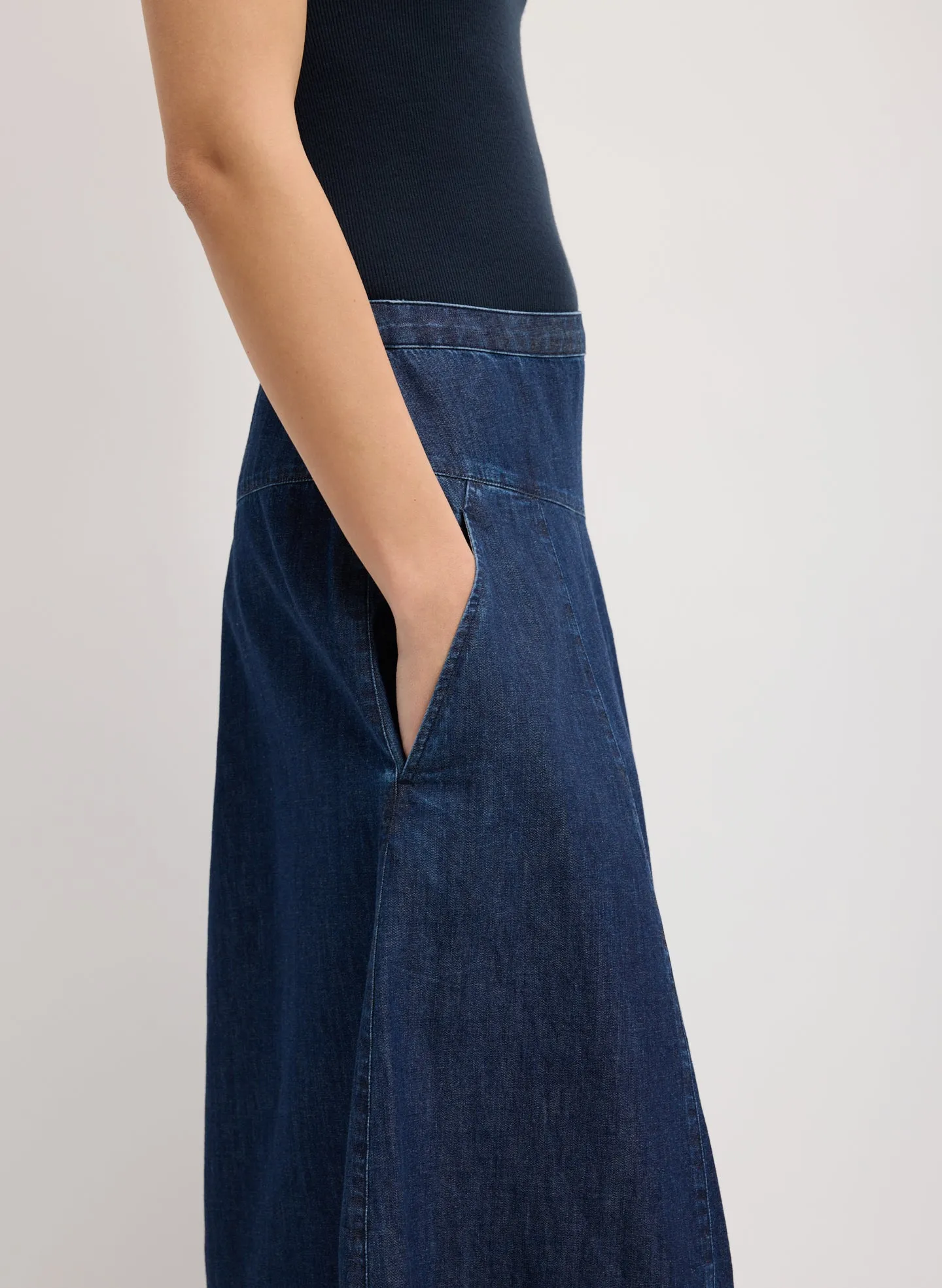 Light Weight Indigo Denim Asymmetrical Balloon Skirt sold by Tibi product image thumbnail 5