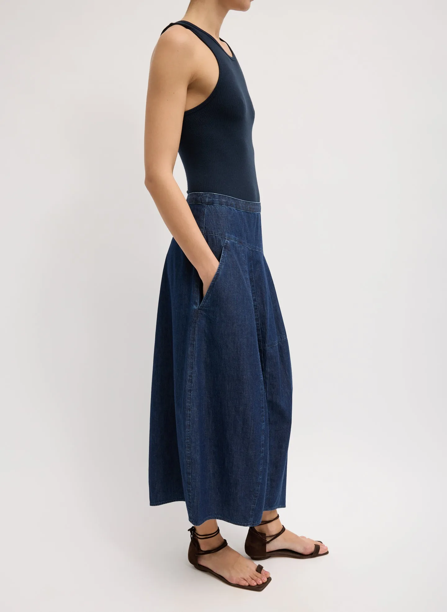 Light Weight Indigo Denim Asymmetrical Balloon Skirt sold by Tibi product image thumbnail 2