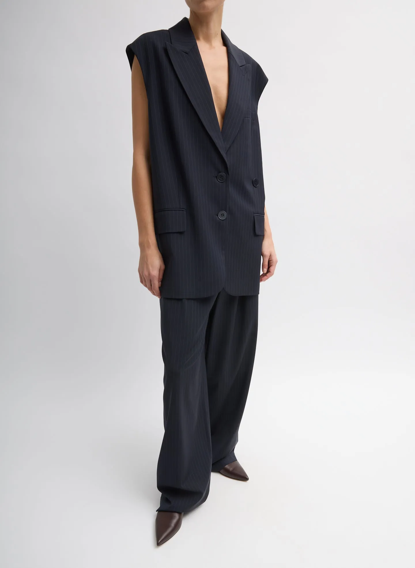 Dominic Pinstripe Liam Vest sold by Tibi product image thumbnail 3