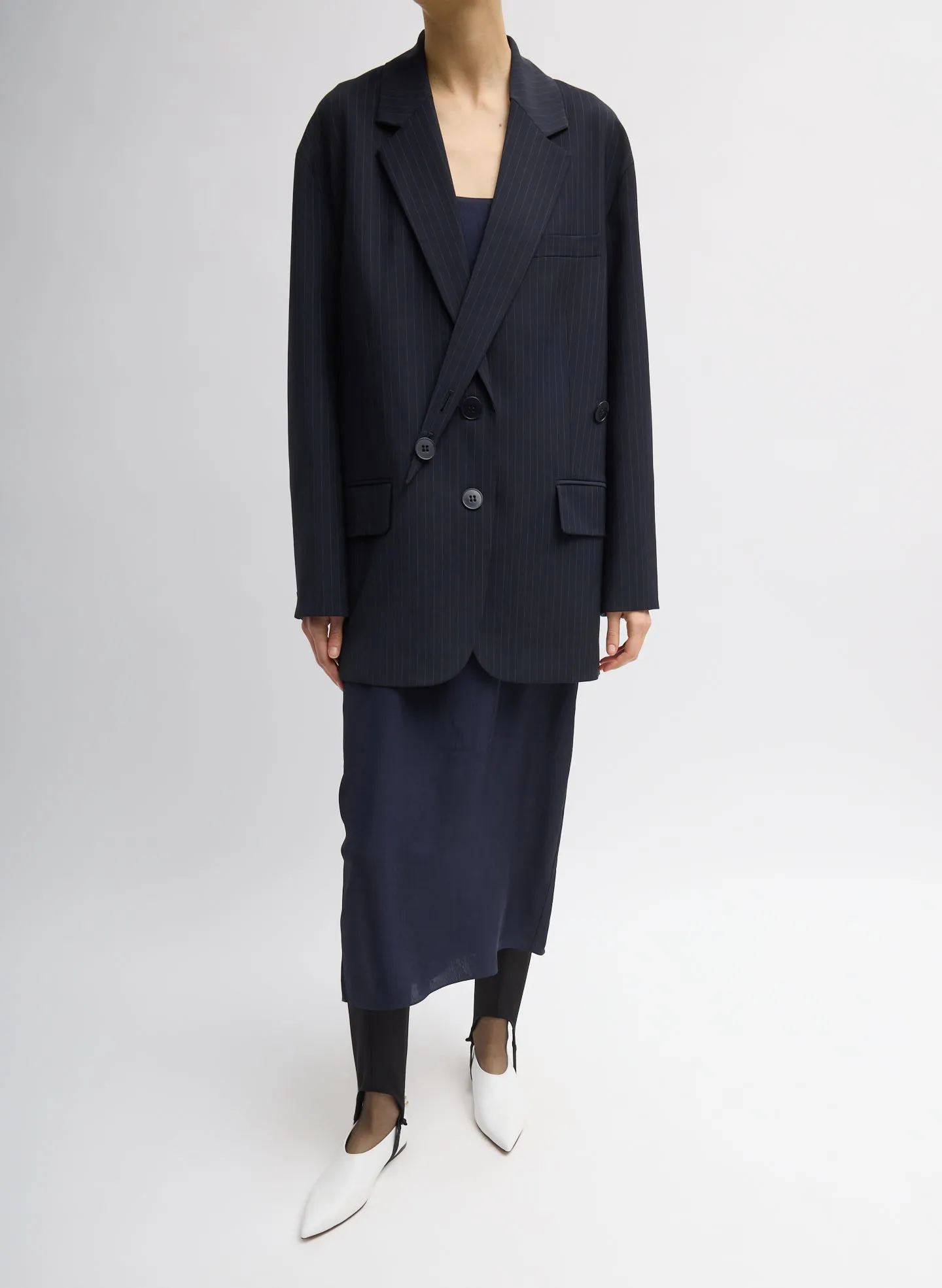 Dominic Pinstripe Detached Lapel Liam Blazer sold by Tibi
