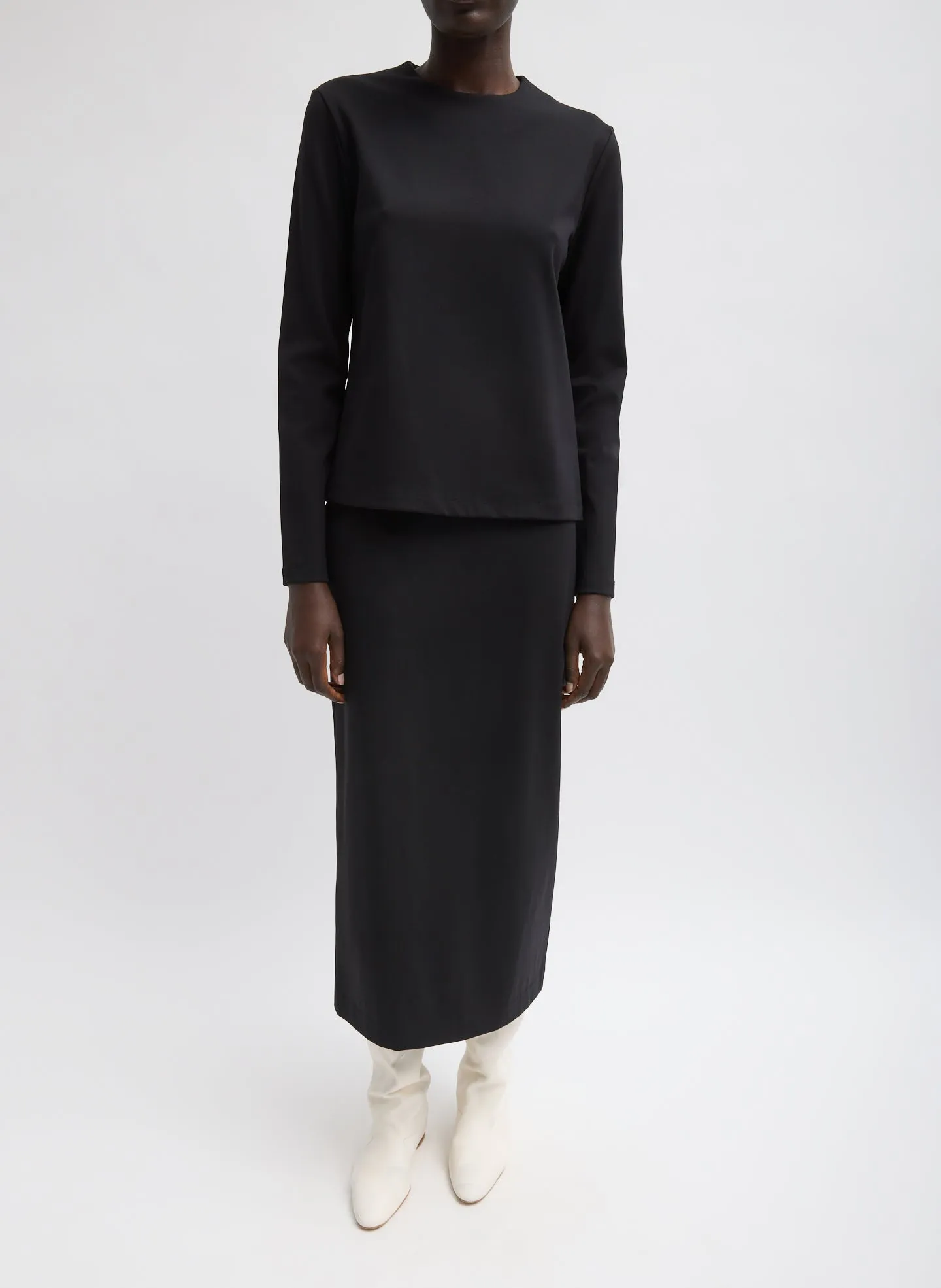 Compact Ultra Stretch Knit Long Sleeve Slim Top sold by Tibi product image thumbnail 2