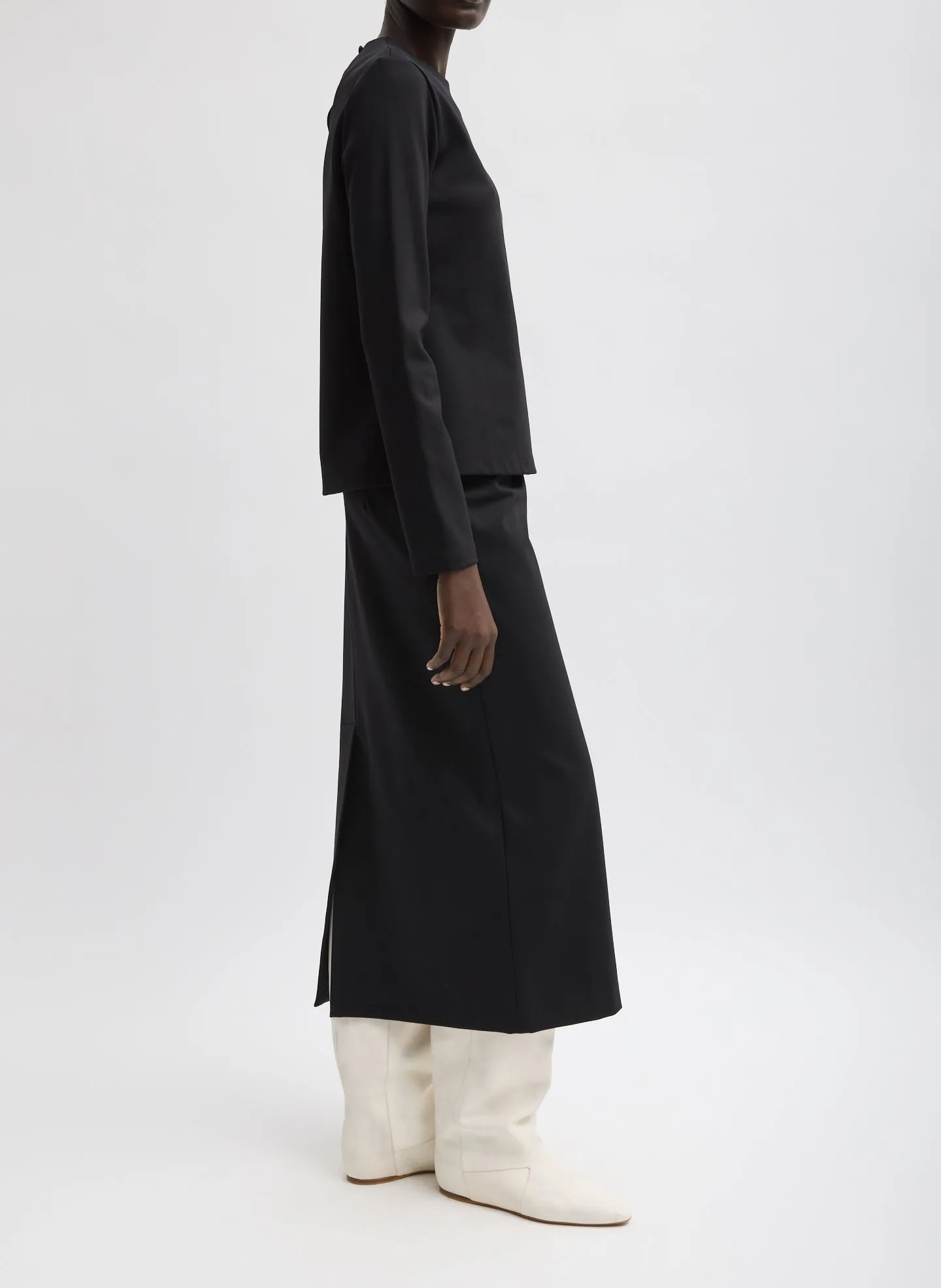 Compact Ultra Stretch Knit Long Sleeve Slim Top sold by Tibi product image thumbnail 3