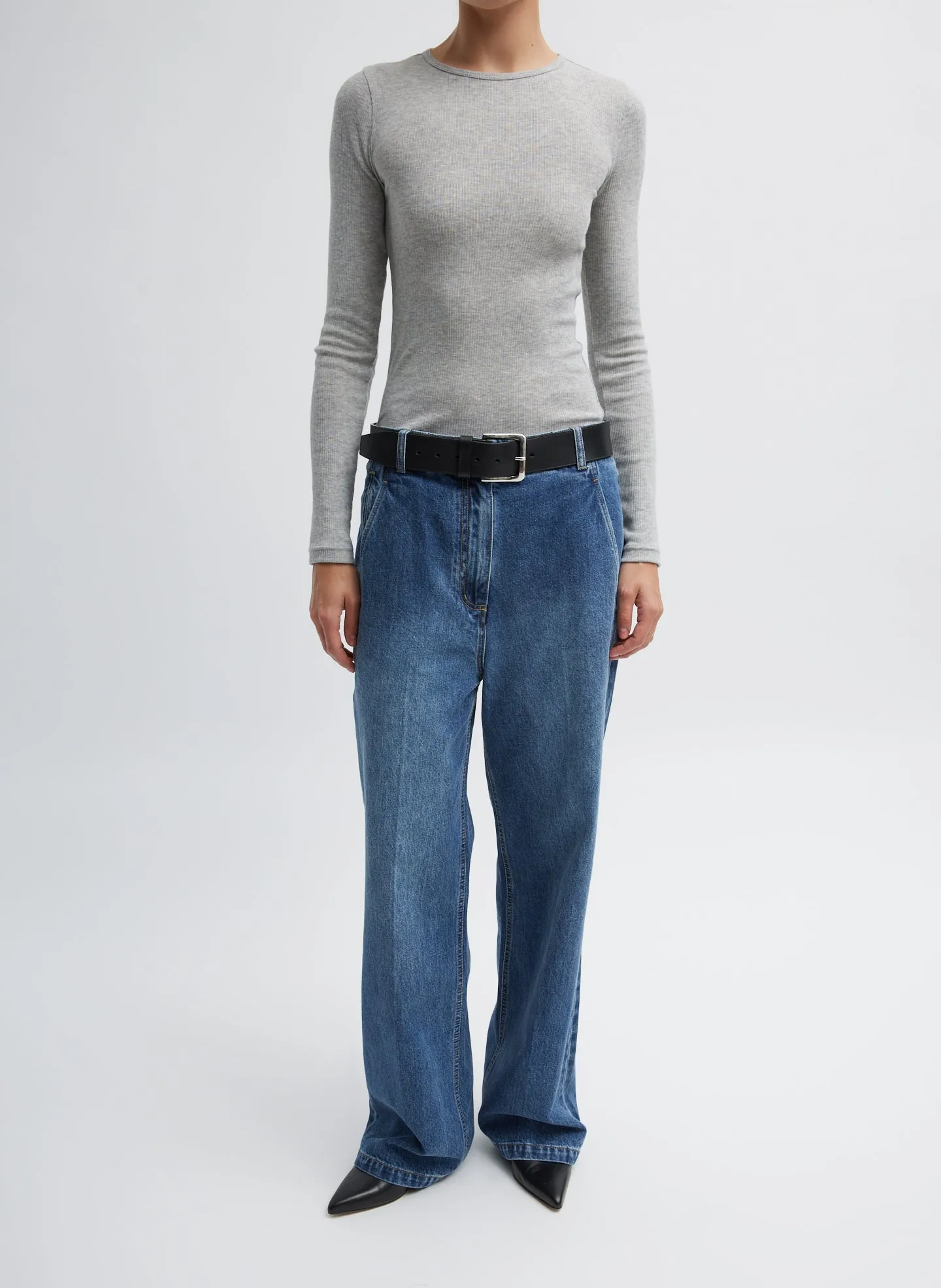 Circular Ribbed Crewneck Pullover T-Shirt sold by Tibi product image thumbnail 5