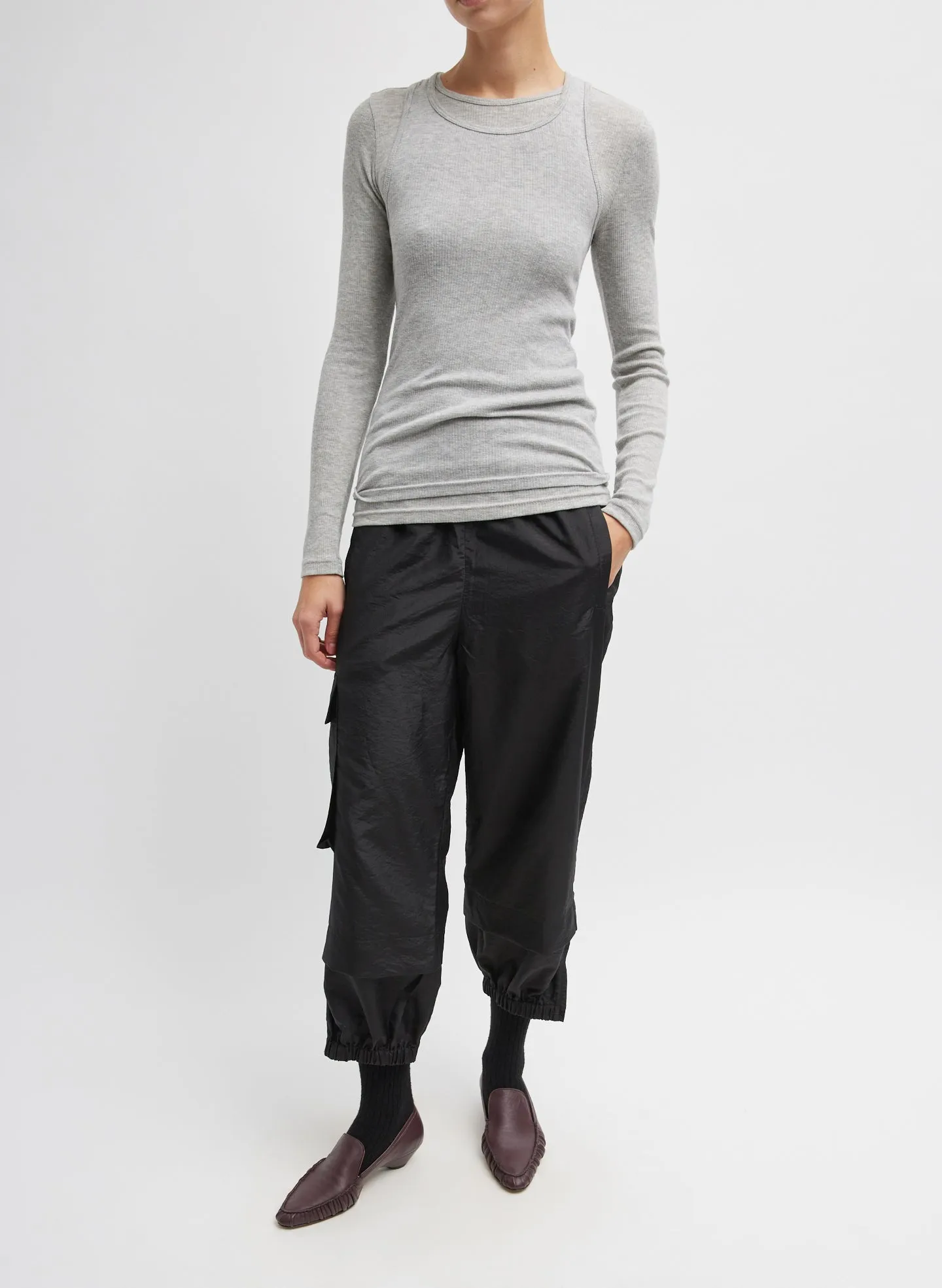 Circular Ribbed Crewneck Pullover T-Shirt sold by Tibi product image thumbnail 4