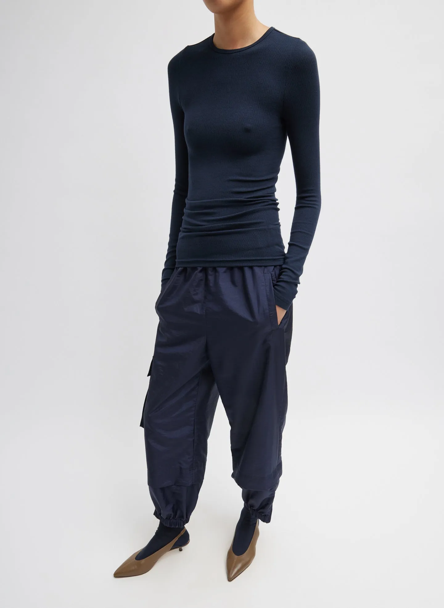 Circular Ribbed Crewneck Pullover T-Shirt sold by Tibi product image thumbnail 2