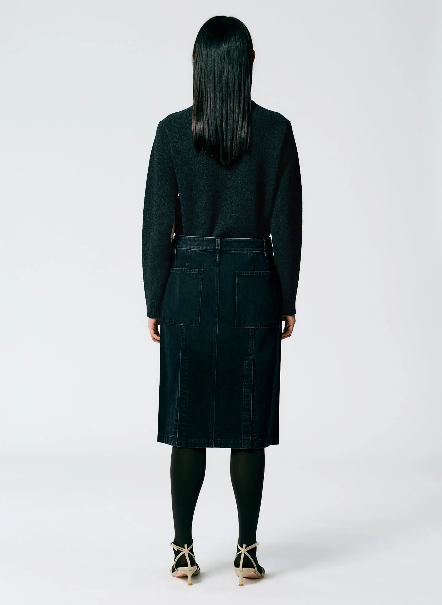Black Denim Paneled Skirt sold by Tibi product image thumbnail 3