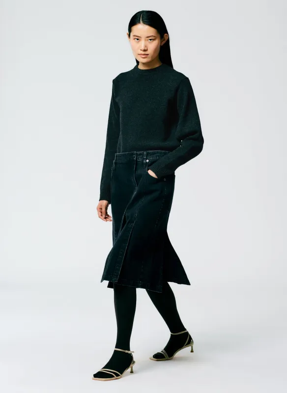 Black Denim Paneled Skirt sold by Tibi