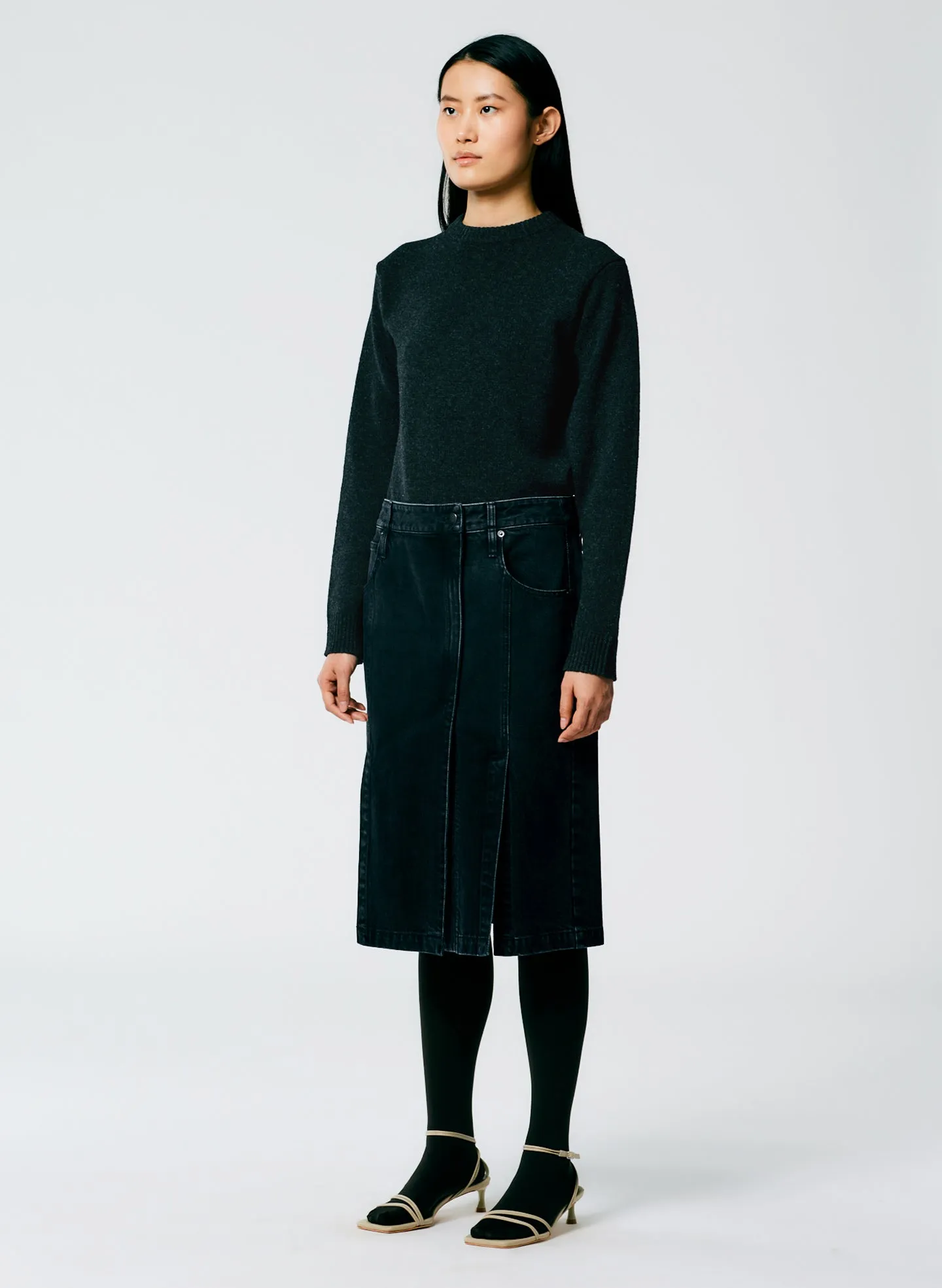 Black Denim Paneled Skirt sold by Tibi product image thumbnail 2