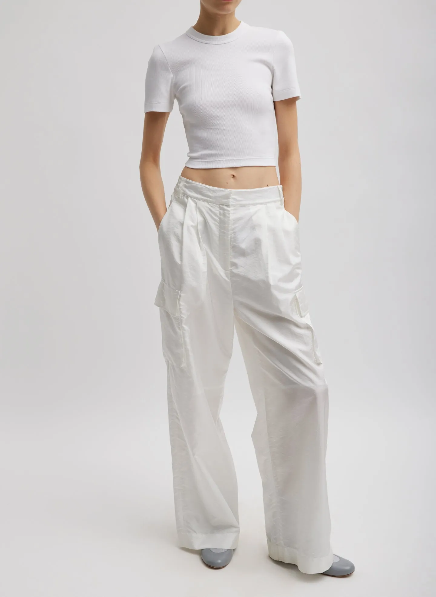 Stella Crispy Nylon Pleated Cargo Pant sold by Tibi product image thumbnail 2
