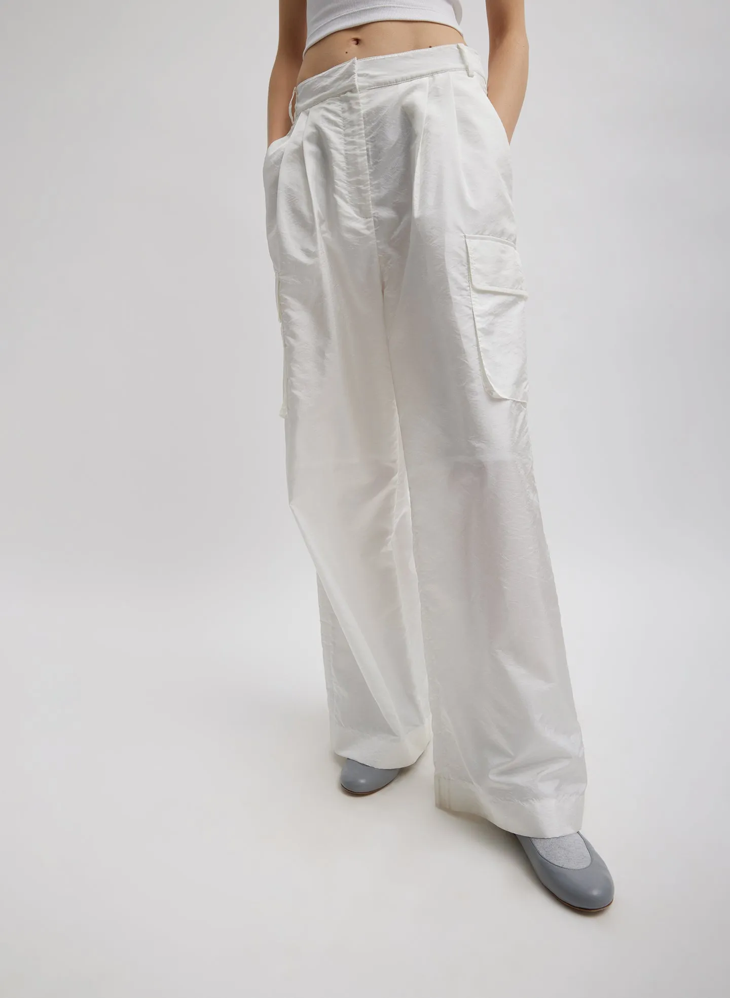 Stella Crispy Nylon Pleated Cargo Pant sold by Tibi