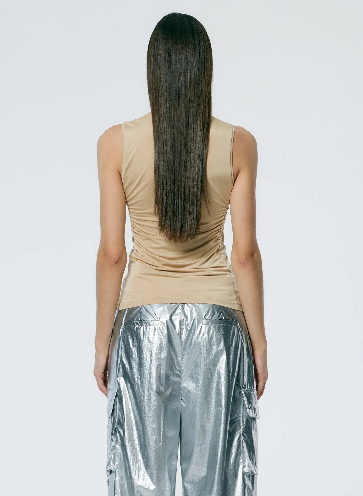 Micro Jersey Shirred Crewneck Top sold by Tibi product image thumbnail 3